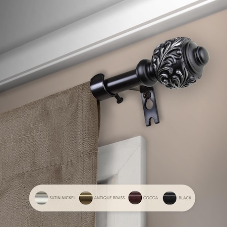 Kd 0.625 in. Aria Curtain Rod with 48 to 84 in. Extension, Black KD3720199